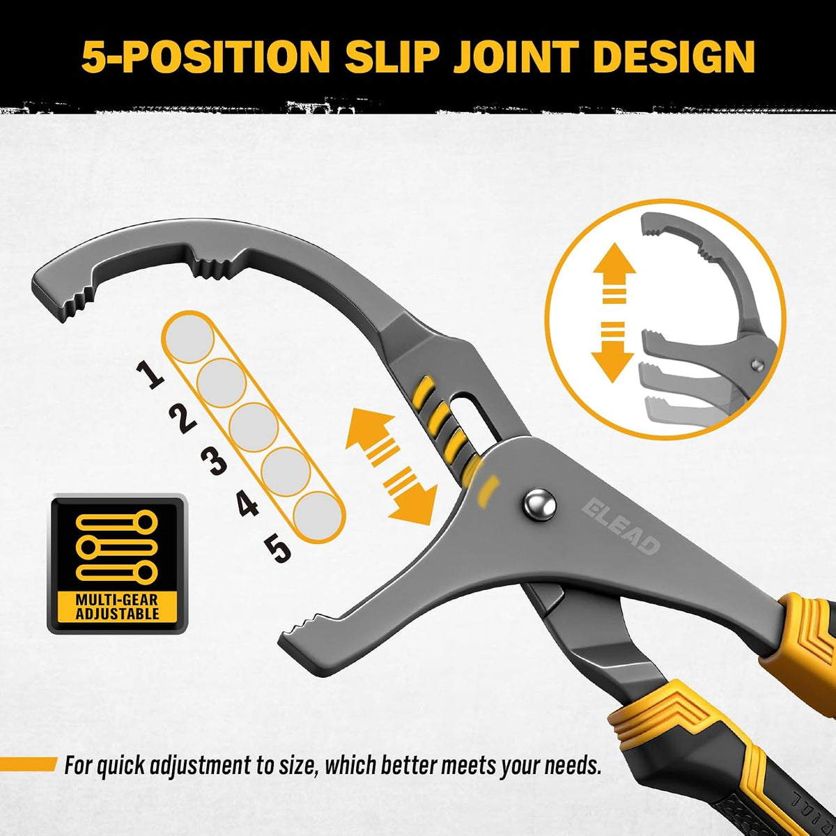 ELEAD Adjustable Oil Filter Wrench Set - 9" & 12" Pliers for Cars, Trucks, Motorcycles - Durable Carbon Steel, Ergonomic Grip, Easy Access Design