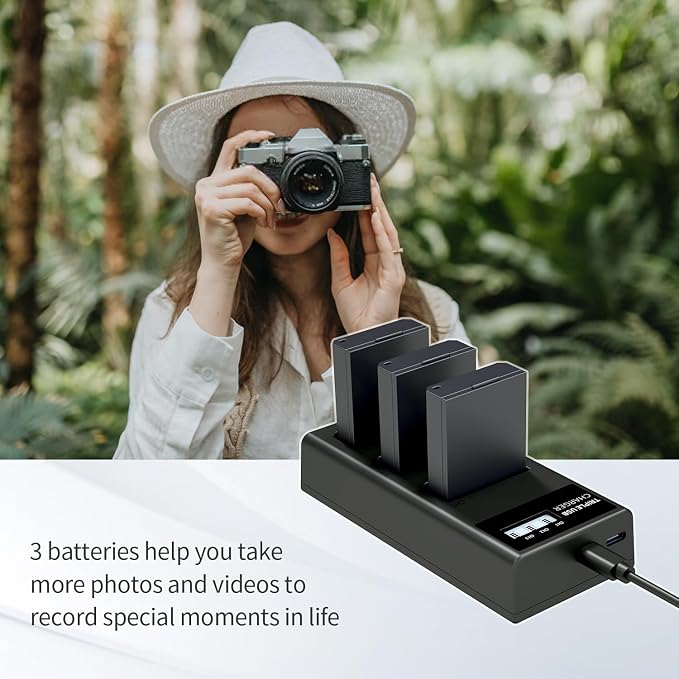 LP LP-E10 Battery Charger Pack, Triple Slot Charger, USB Battery Charger