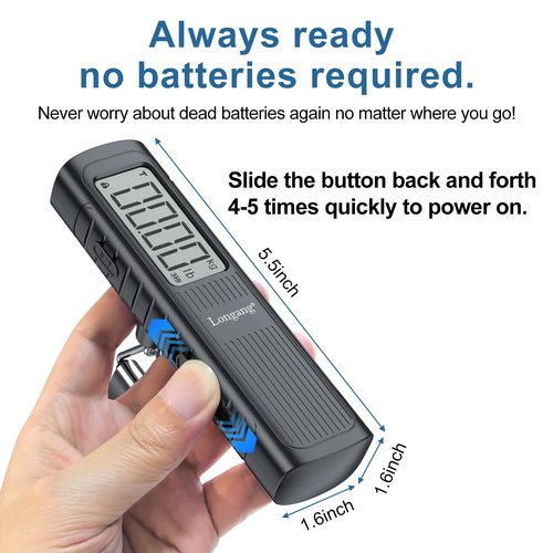 Battery-Free Digital Luggage Scale - 110lbs Capacity | Portable Handheld Scale for Travel (Black)
