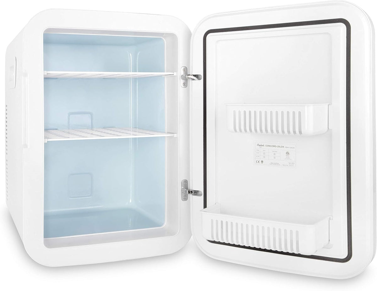 Cooluli 20L Mini Fridge For Bedroom - Car, Office Desk & College Dorm Room Glass Front Digital Temperature Control 12v Small Refrigerator for Food, Drinks, Skin Care, Beauty Breast Milk (Blue)
