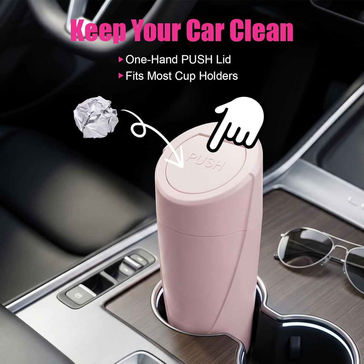 Car Trash Can, 2 Pack Leakproof Mini Garbage Bin with Lid, 40 Bags