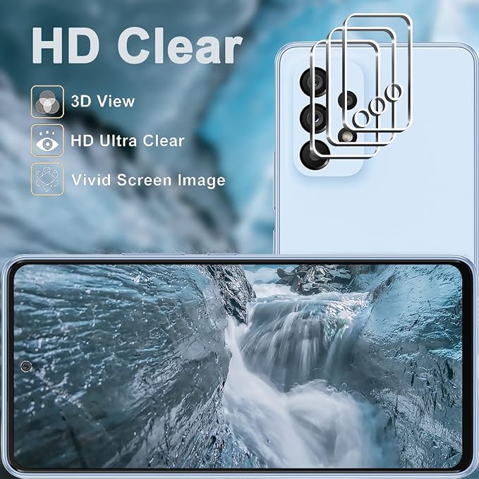 Galaxy A53 5G Screen Protector + Camera Lens Protector, HD Tempered Glass Film
