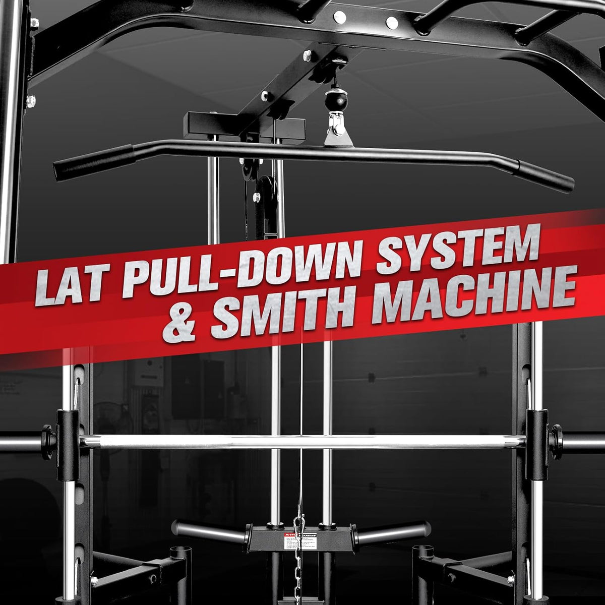 RitFit Smith Machine Power Rack - Versatile LAT Pull Down System & Barbell Training Attachments