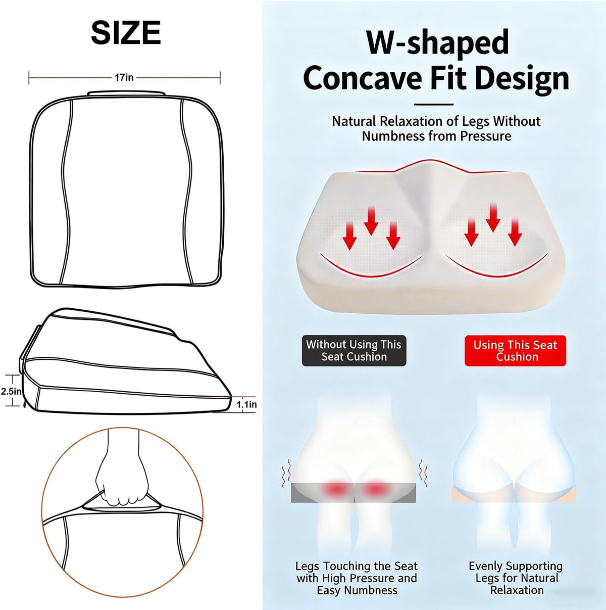 Comfort Memory Foam Car Seat Cushions For Driving,Beige Booster Cushion Pad