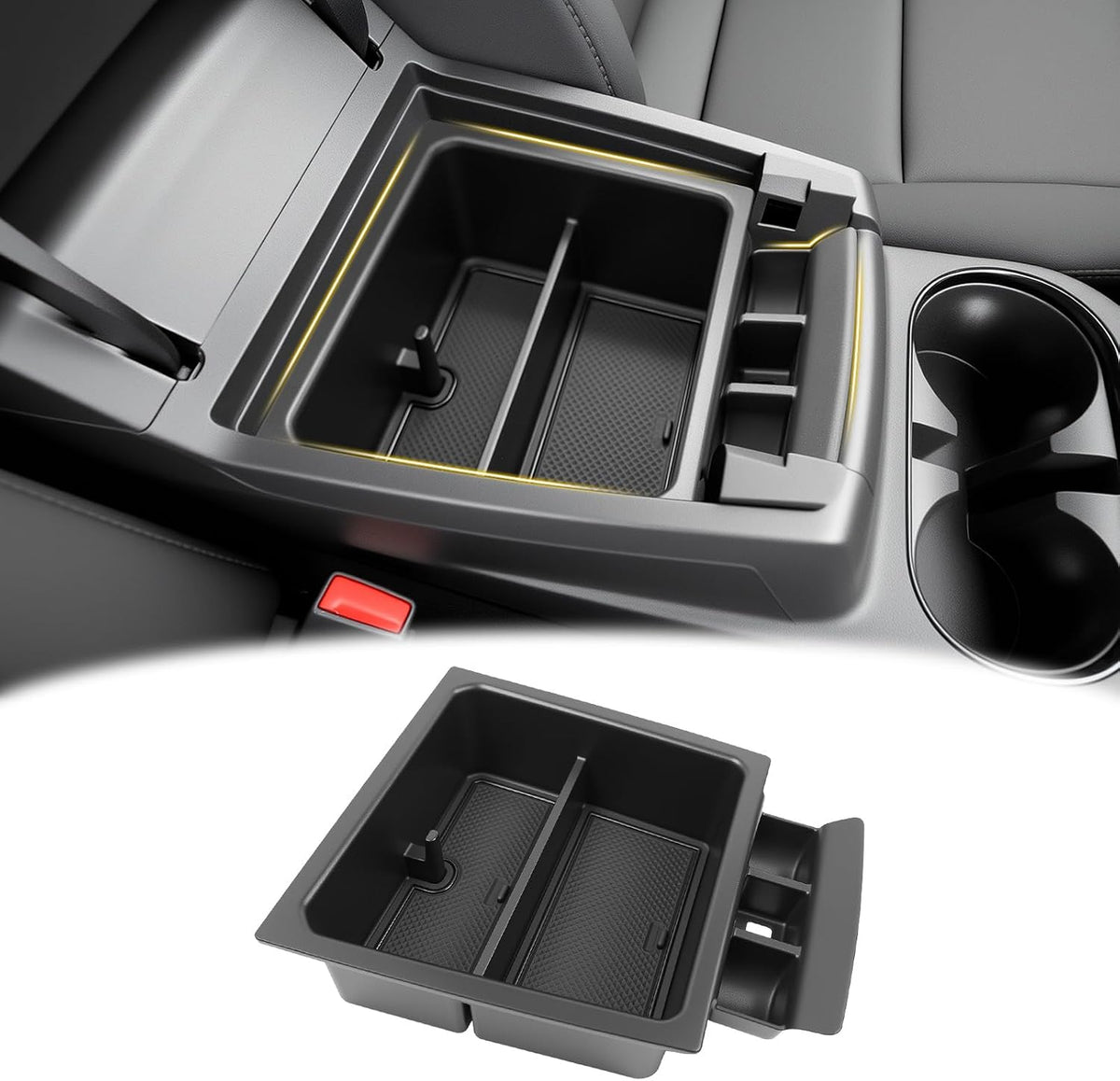 2PCS Center Console Organizer for 2023-2025 Chevy Chevrolet Colorado/GMC Canyon Armrest Tray and Dashboard Insert Storage Box for 2023 2024 2025 Colorado/Canyon Accessories