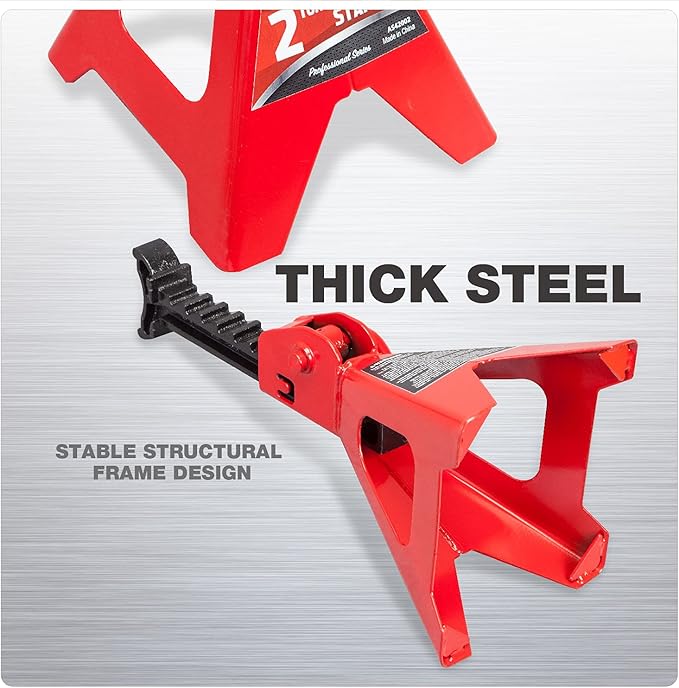 Jack Boss Jack Stands 2 Ton (4,000 LBs) Lifting Car Stand, Fit Use for Cars Automotive Small Vehicles, Red, 2 Pack