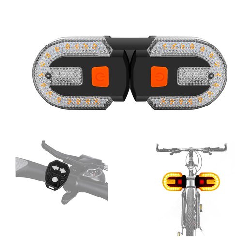 Bike Turn Signals, Turn Signals for ebike with Horn, Bike Tail Light 5 Modes Waterproof Strobe Front and Rear Bike Lights, USB Charging Remote Control Splited/Integrated. (2pcs Lights)