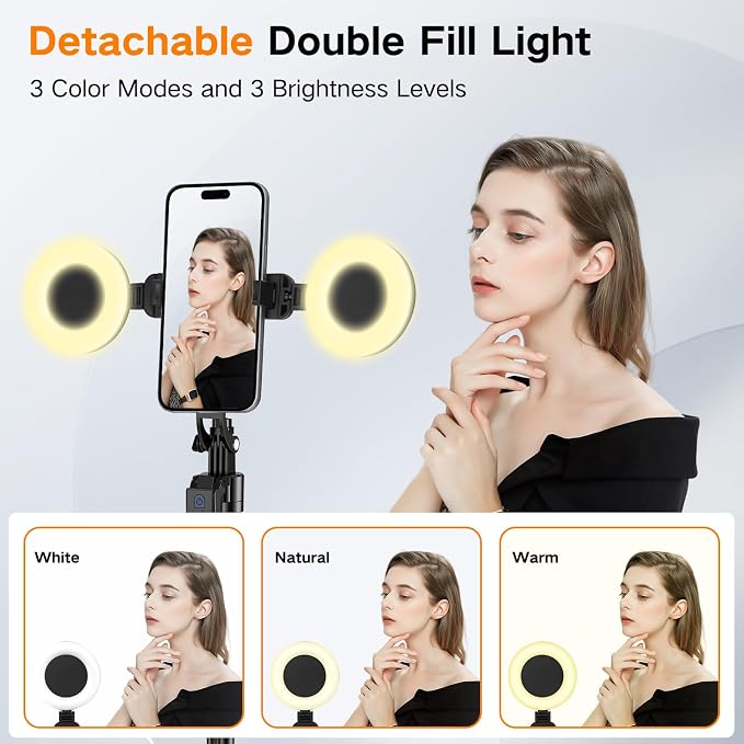 Professional Vlogging Kit for iPhone/Android, 70”Auto Face Tracking Tripod for