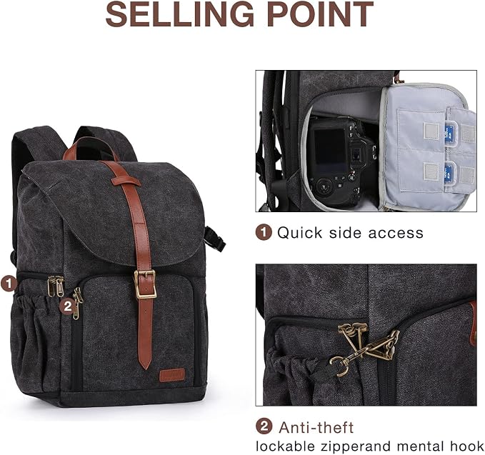 BAGSMART Camera Backpack, DSLR SLR Waterproof Camera Bag, Anti-Theft