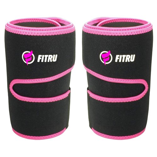 Fitru Premium Thigh Trimmers for Men & Women - Body Wrap Sauna Waist Trainer for Your Legs (Pink, L: 33" X 9")