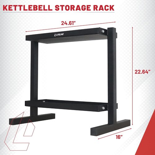 Lifeline Fitness Kettlebell Storage Rack - Organize Your Workout Space | Durable & Space-Saving Design