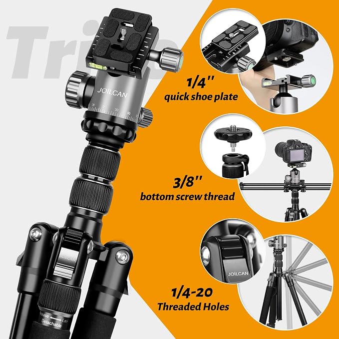 JOILCAN Tripod for Camera, Heavy Duty Travel Tripods for Spotting Scope