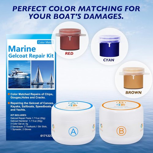**Skiennix Gel Coat Repair Kit - Premium Marine Fiberglass Epoxy Filler for Chips, Cracks & Holes**