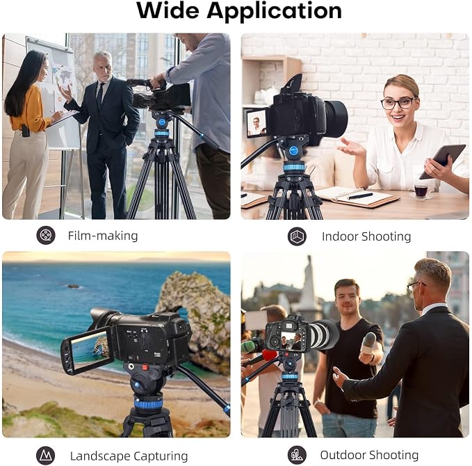 SIRUI AM-25S Video Tripod, 74.8" Professional Heavy Duty Tripod