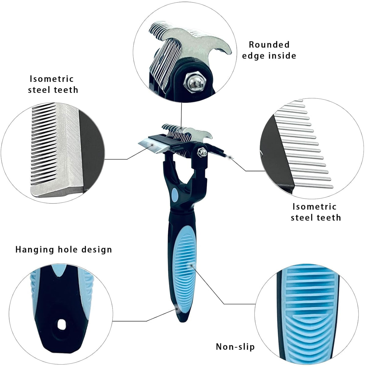 Skiennix 3-in-1 Pet Grooming Brush - Double-Sided Deshedding Tool with Stainless Steel Teeth | Ergonomic Handle for Dogs & Cats, Safe for All Fur Types