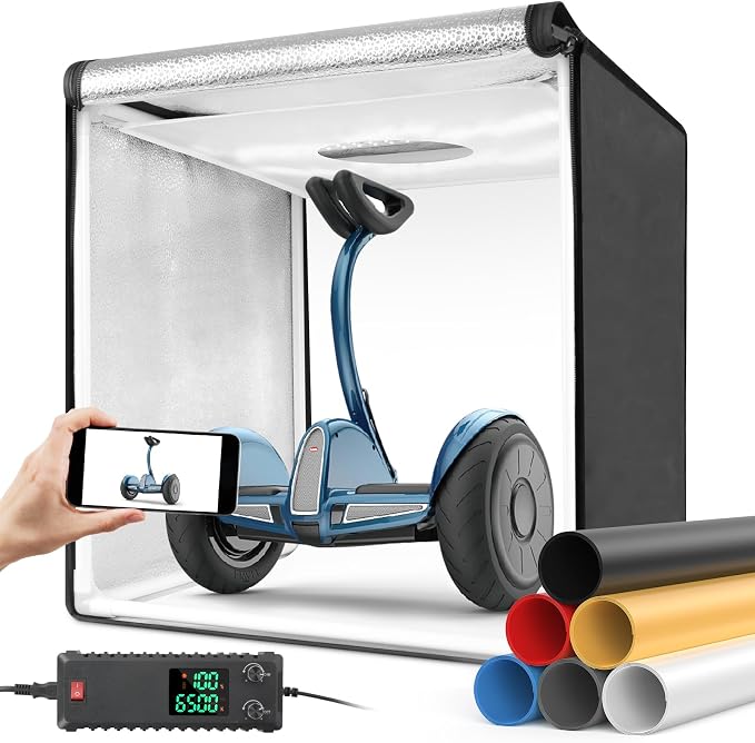 Bi-Color LED Photo Light Box 32x32 inch, Dimmable LEDs Product Photography