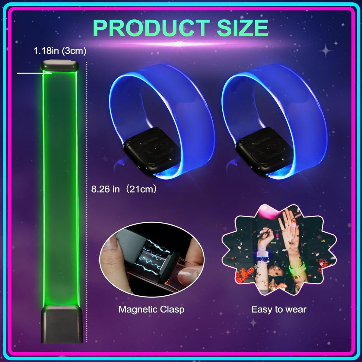 Yowivon LED Light Up Bracelets - Glow in the Dark Neon Party Accessories | Perfect for Halloween & Birthdays