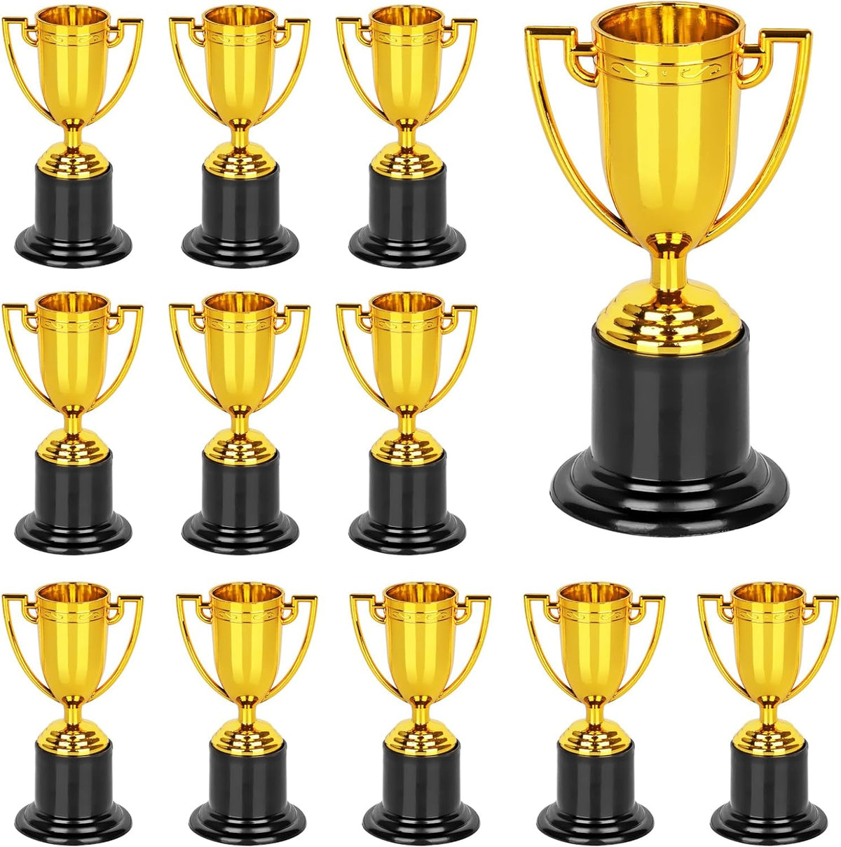 WINKIO Mini Gold Trophy Awards - 4 Inch Plastic Trophies for Kids | Perfect for Party Favors & Competitions