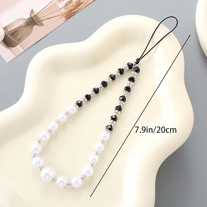 Beaded Phone Charm Lanyard Strap Girly Style Fixed Beads Pearl Lanyards