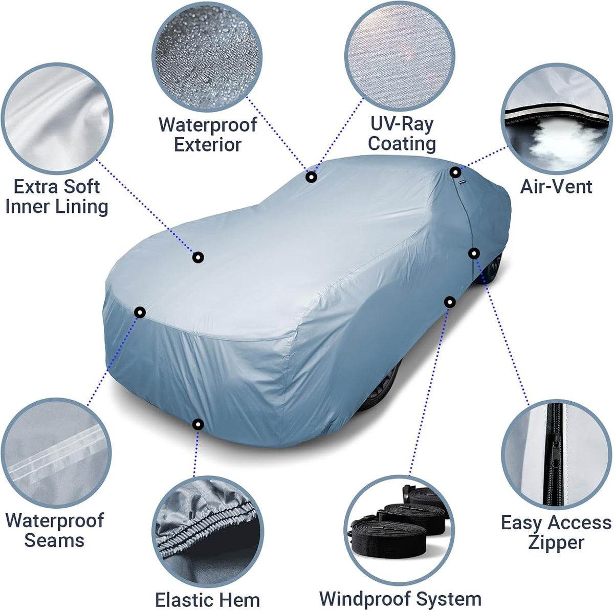 iCarCover Premium Car Cover for 1985-1992 Cadillac Brougham Heavy Duty Waterproof All-Weather Automobiles Custom Fit Indoor Outdoor UV Snow Protection Covers with Straps and Bag