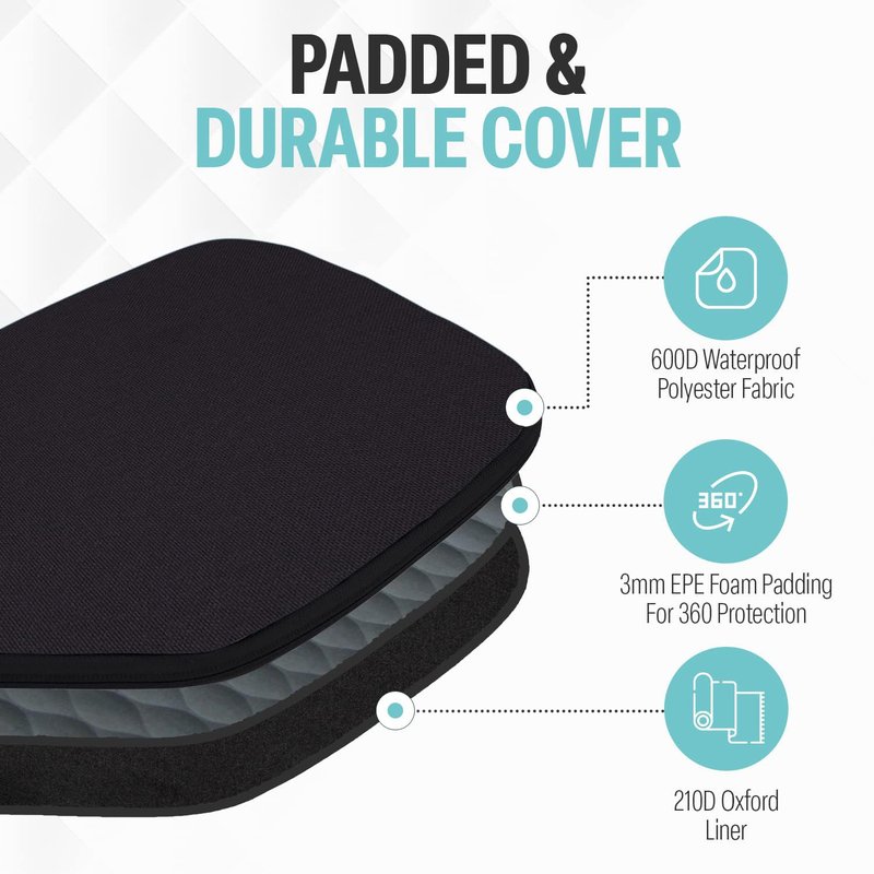 Palms-O-Aces Elongated Pickleball Paddle Cover | Canvas Padded Pickleball Paddles Sleeve with Zipper | Lightweight Protective Paddle Case for Paddles | Paddle Cover Accessory | Black