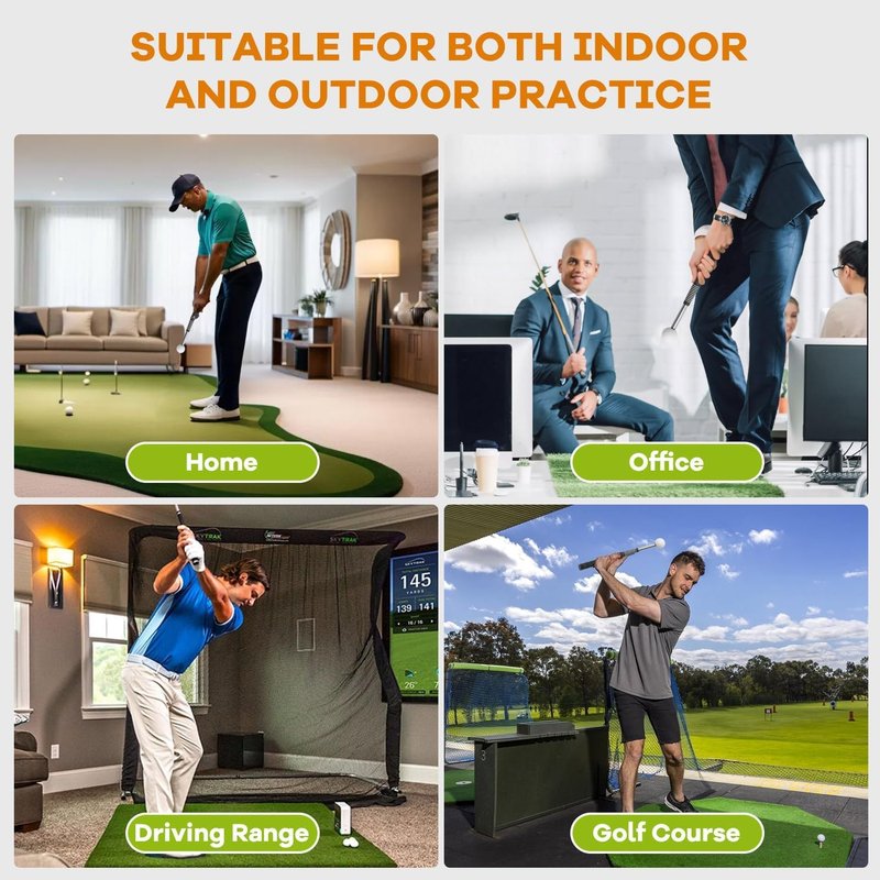 Retractable Golf Swing Trainer,Warm-Up Golf Training Aid,Golf Grip Trainer,Right-Handed Strength & Tempo Training for Chipping Hitting,Golf Accessories for Men (Right Handed-Jet Black)