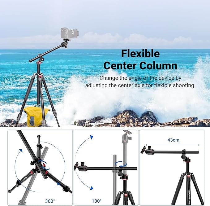 NEEWER 90 Inch Tall Overhead Horizontal Camera Tripod Monopod