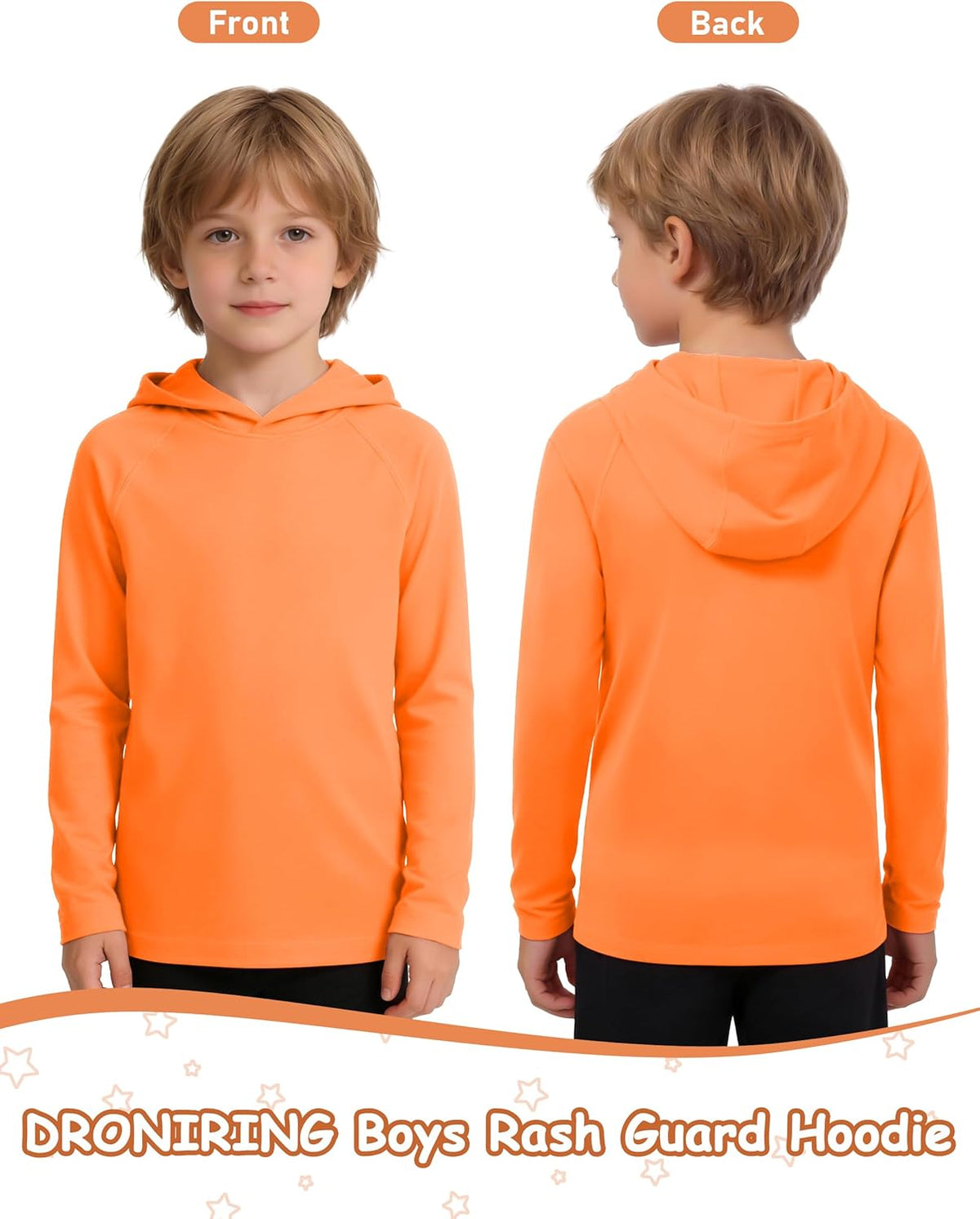 Skiennix Boys Hooded Rash Guard Swim Shirt - UPF 50+ Sun Protection for Youth | Ideal for Beach & Hiking