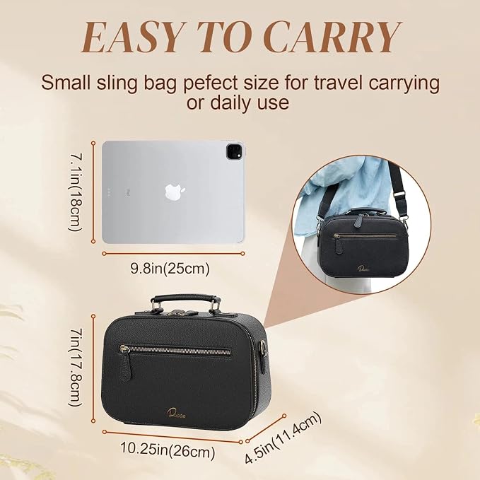 Camera Sling Bag, Waterproof PU Leather Crossbody Camere Bag