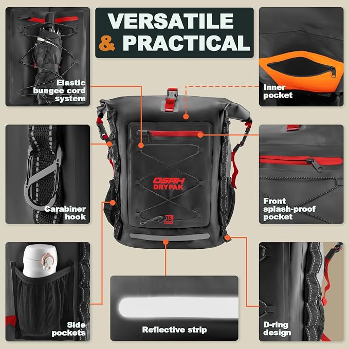 OSAH DRYPAK Waterproof Backpack Dry Bag 25L/35L/55L/85L – Heavy Duty Roll-Top