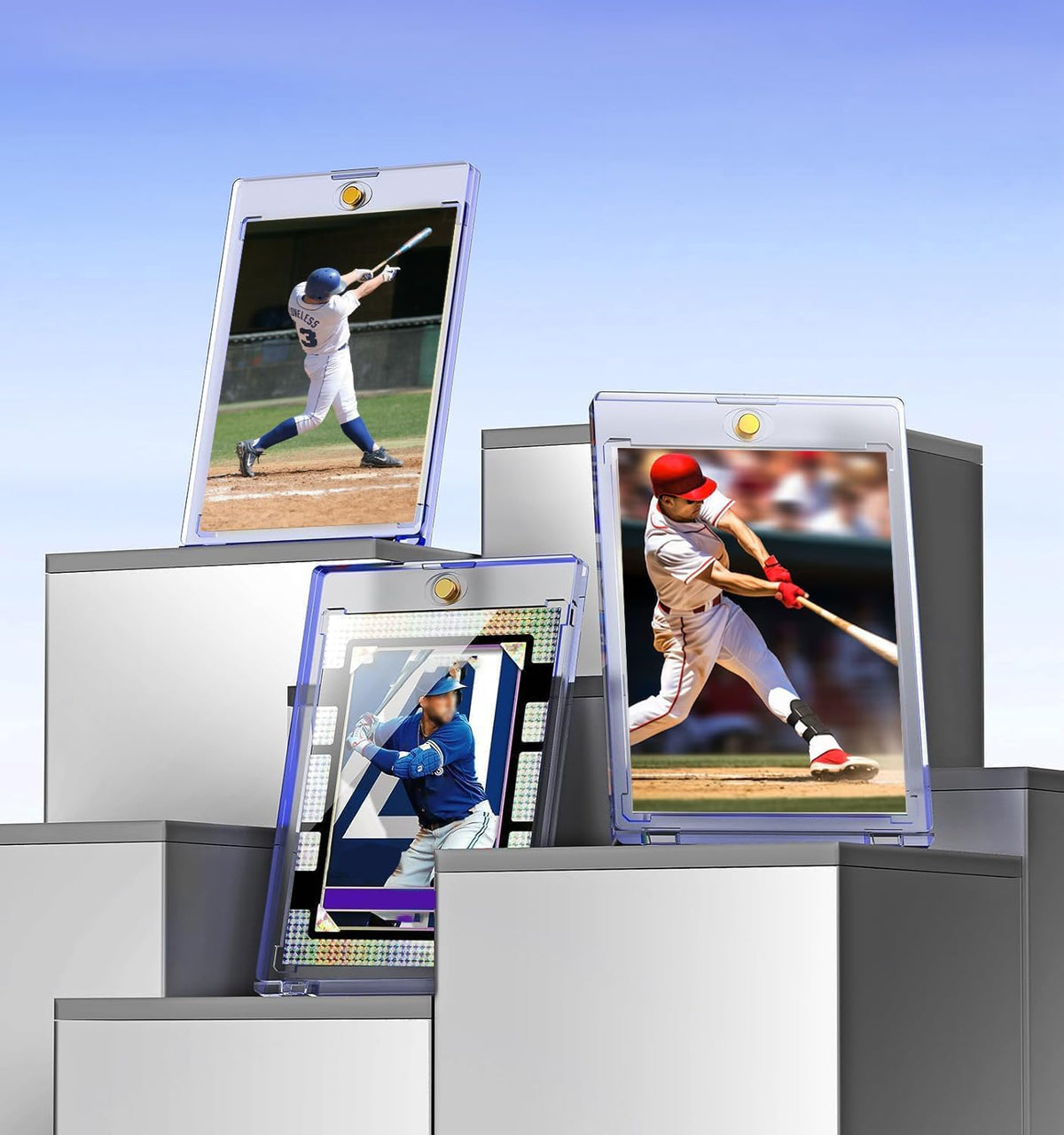 Skiennix Magnetic Card Holder - 50ct One Touch U-V Protected Hard Plastic Case for Trading Cards