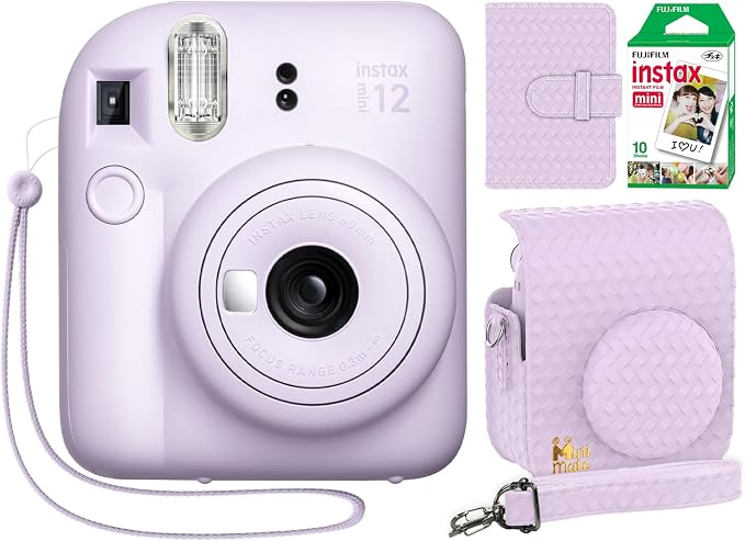 Fujifilm Instax Mini 12 Instant Camera Lilac Purple + Minimate Custom Designed
