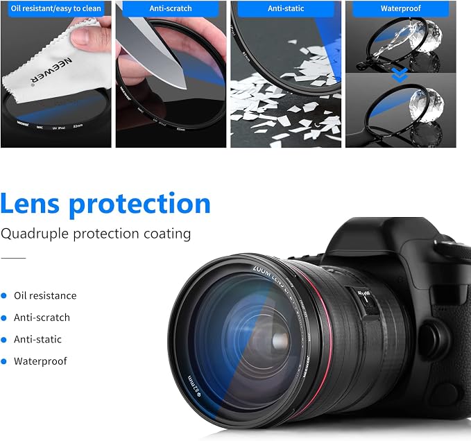 NEEWER 82mm MRC UV Protection Filter 30 Layers Nano Multi-Resistant Coatings/HD