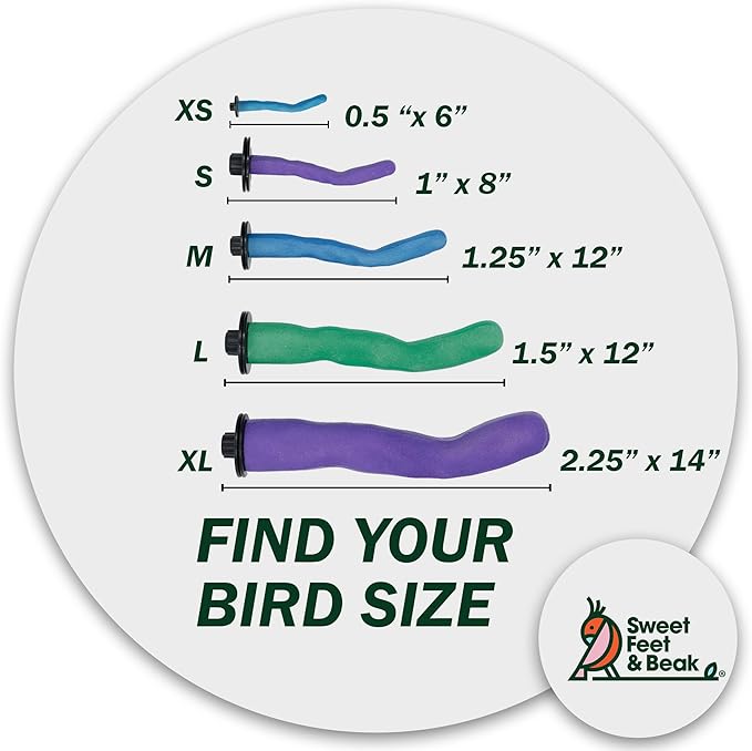 Sweet Feet and Beak Brid Cage Safety Pumice Perch - Trims Nails and Beak - Promotes Healthy Nails and Beaks - Safe Non-Toxic Bird Supplies for Bird Cages - Large 12"