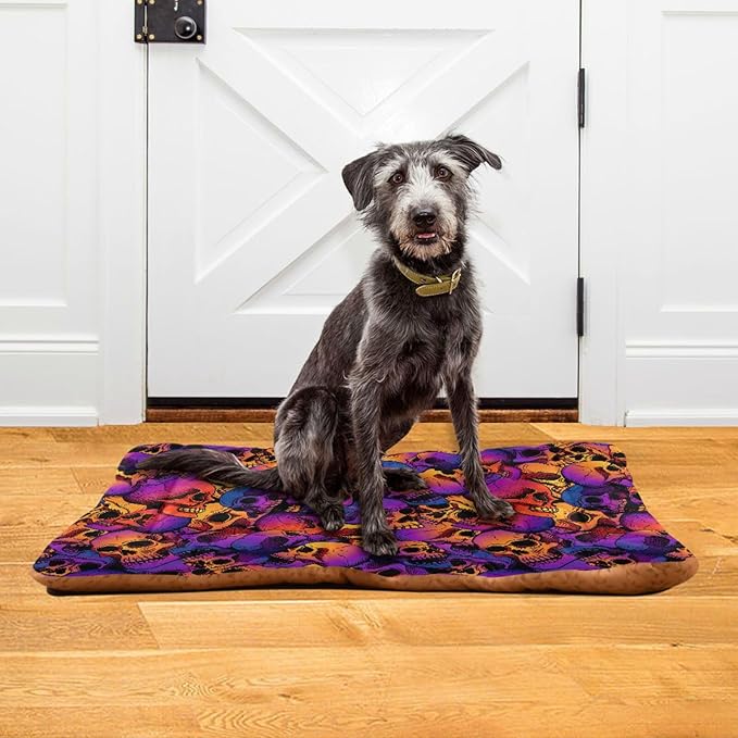 Pet Bed Purple Skull Dog Bed Mat Absorbing Non Slip Pad Pet Sleeping Mat for Small, Medium, and Large Dogs Puppy Cat 36 in x 24 in