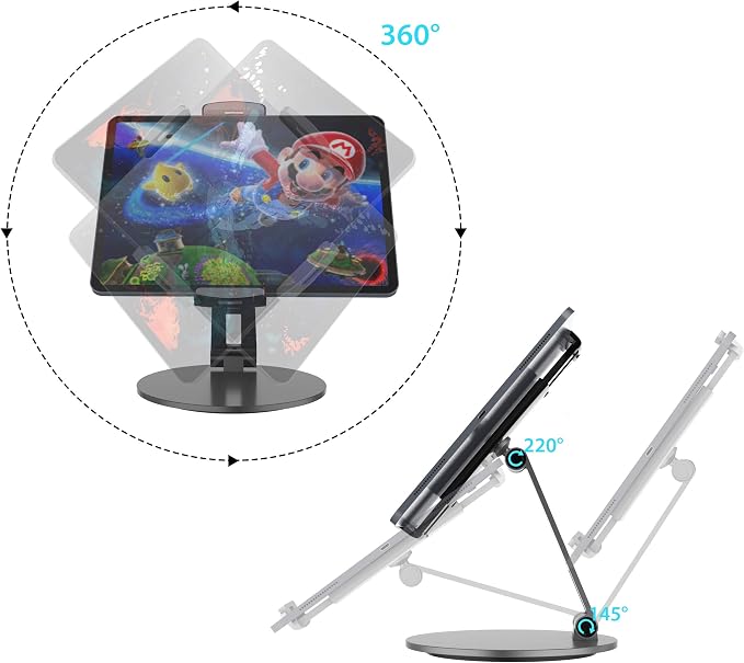 Stouchi 12.9 iPad Stand, 360 Swivel Base Tablet Holder