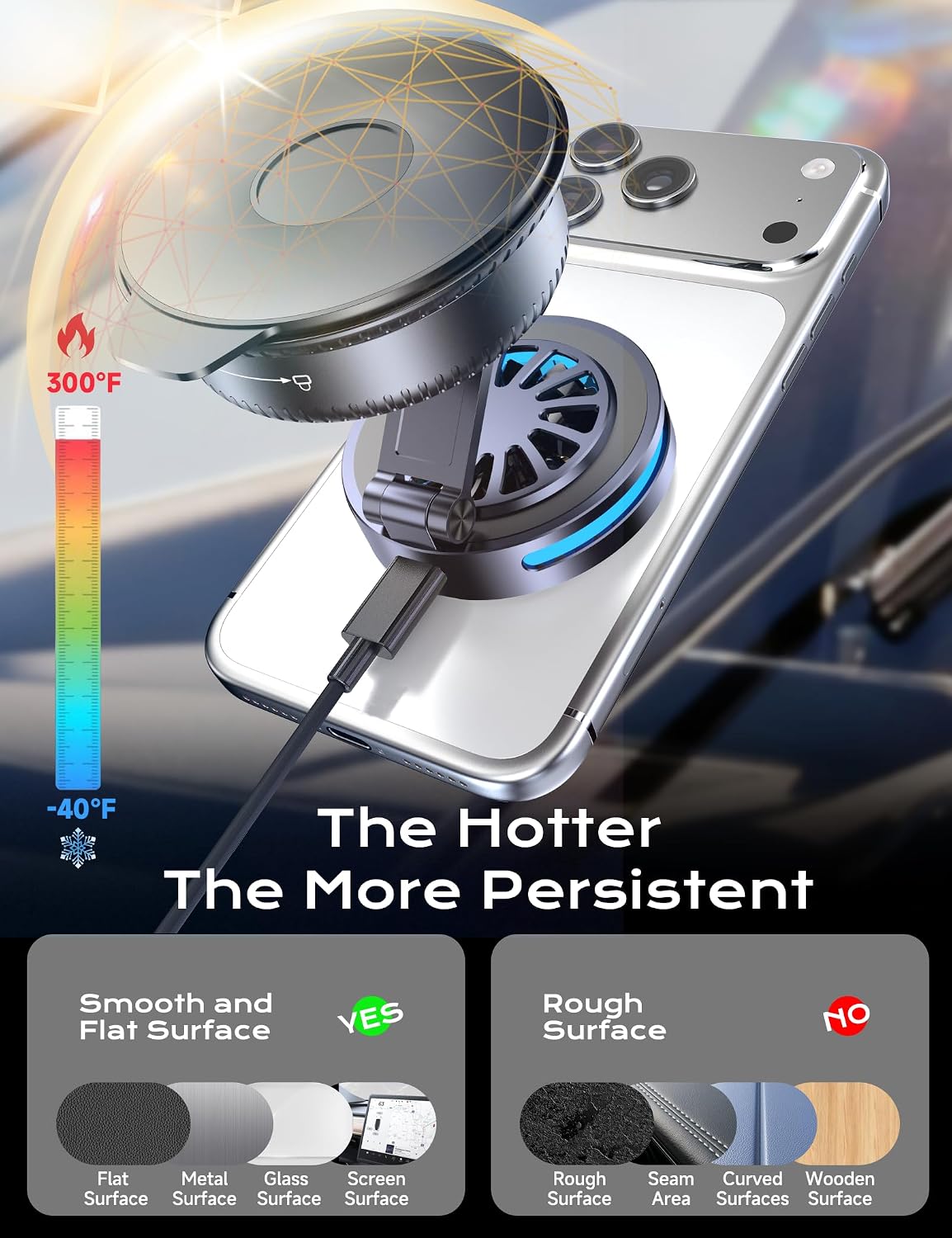 Qi2.2 25W MagSafe Car Mount Charger, Cooling Fan+75W Fast Adapter