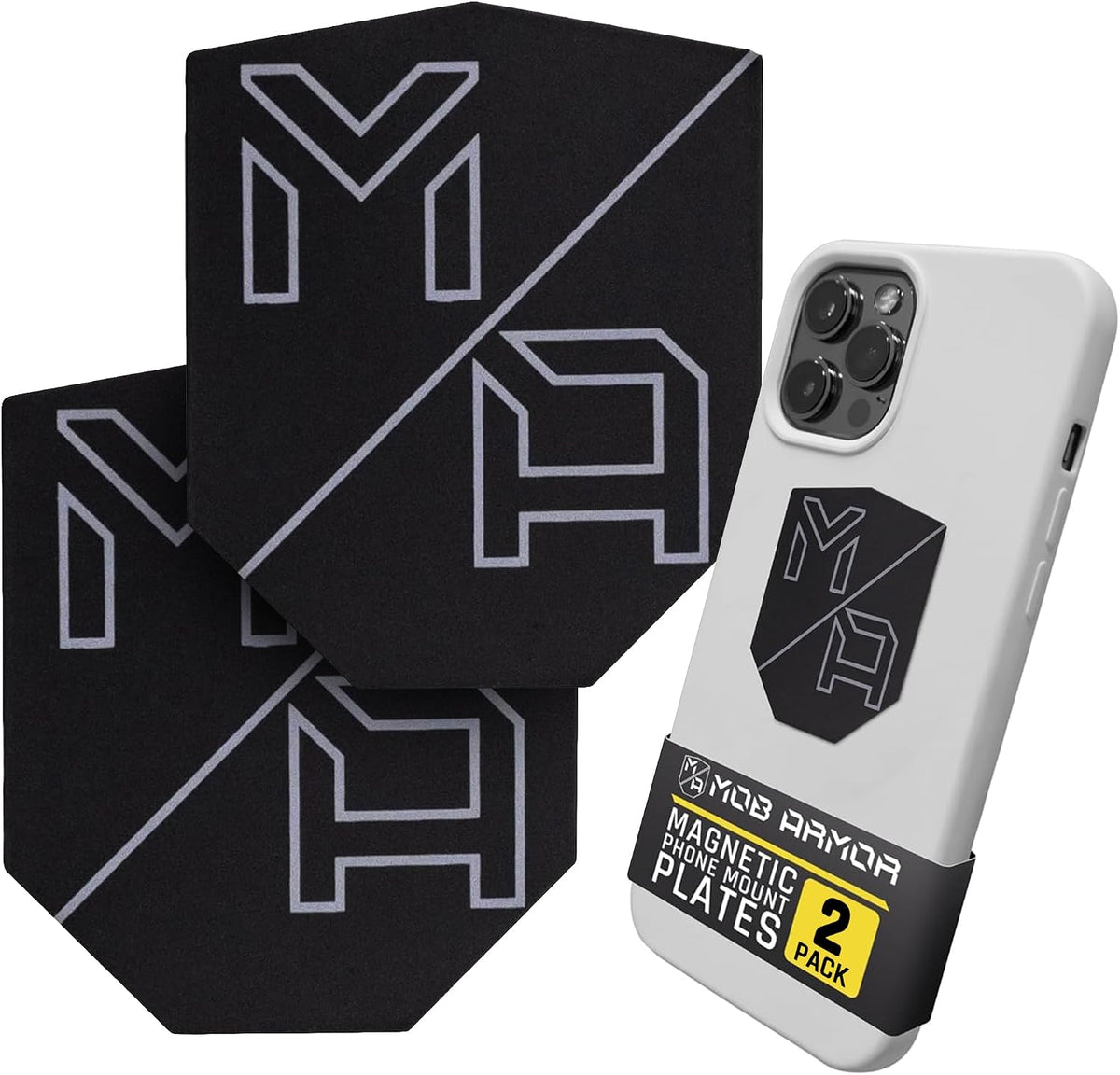 Mob Armor MobNetic Plate - Phone Magnet Plate Compatible for iPhone & Android - 0.02" Thick Metal - 3M VHB Adhesive Magnetic Plate for Phone Mount for Cars, Trucks, Motorcycles & Athletes - 4 Pack