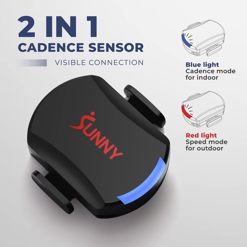 Sunny Health & Fitness Exercise Cycling 2-in-1 Cadence/RPM + Speed Sensor for Indoor or Outdoor Bikes with Free SunnyFit App Enhanced Bluetooth Connectivity - CB110
