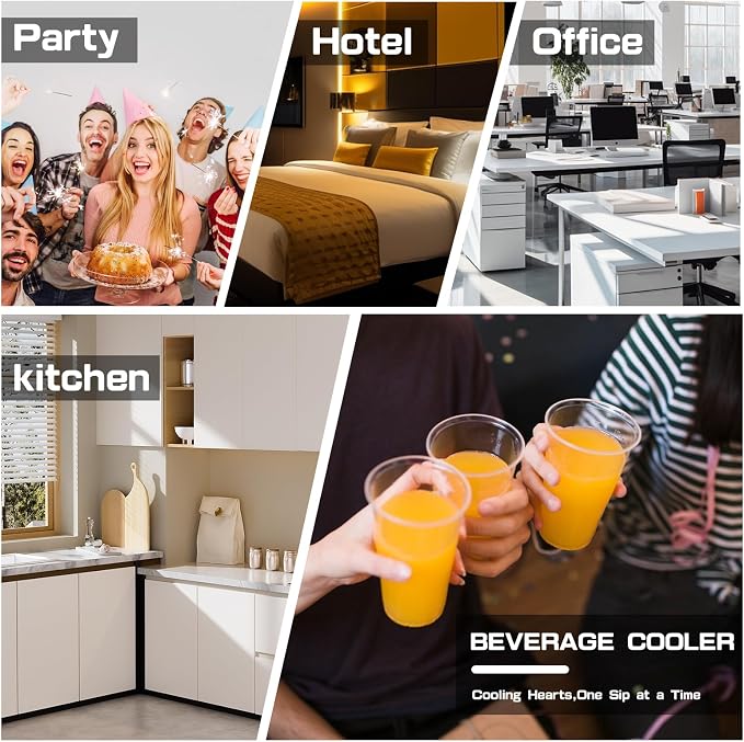 166 Can Mini Fridge - 5.3 Cu.Ft Beverage Refrigerator | Wine Fridge with Reversible Glass Door for Soda Wine Beer, Adjustable Temperature Control for Home Office Bar, Black(40-61 ℉)