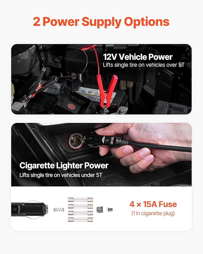 VEVOR Electric Car Jack, 5 Tons /11000 lbs, Electric Scissor Jack with Built-In Inflator, 12V Adjustable Tire Change Replacement with Secure Hammer & LED Light, Portable Jack kit for Sedan, SUV, Truck