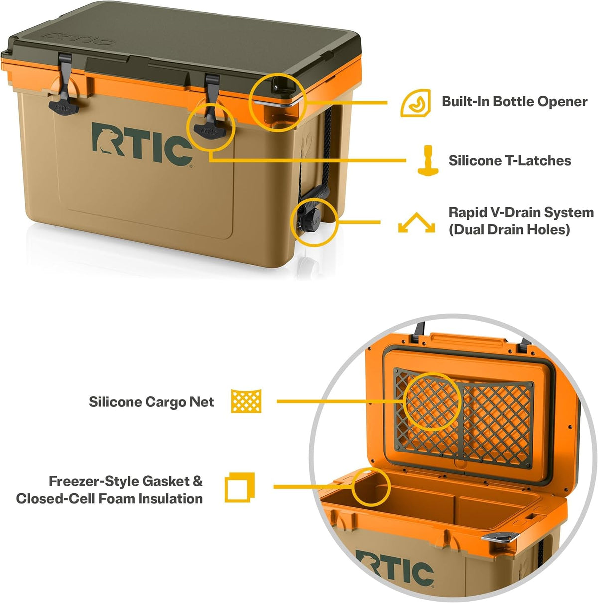 RTIC Ultra-Light 32 Quart Hard Cooler - Insulated Portable Ice Chest for Drinks & Beach Activities