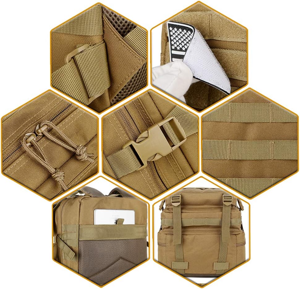 QT&QY Military Tactical Backpack - 45L Molle Army Assault Pack for Hiking & Trekking
