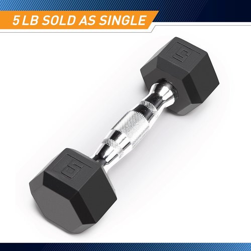 Marcy Classic Rubber Hex Dumbbell - Knurled Grip for Strength Training | 5lb - 50lb Available Individually