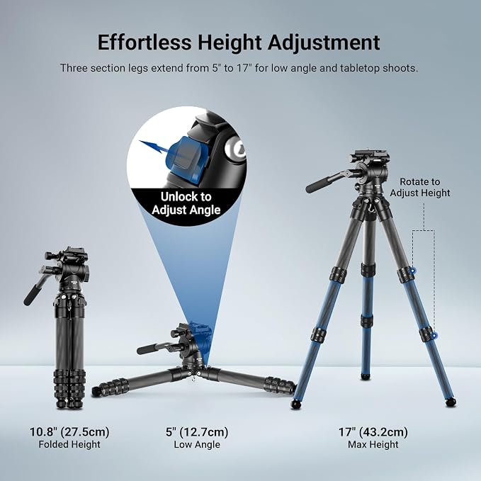 NEEWER Carbon Fiber Desktop Mini Tripod