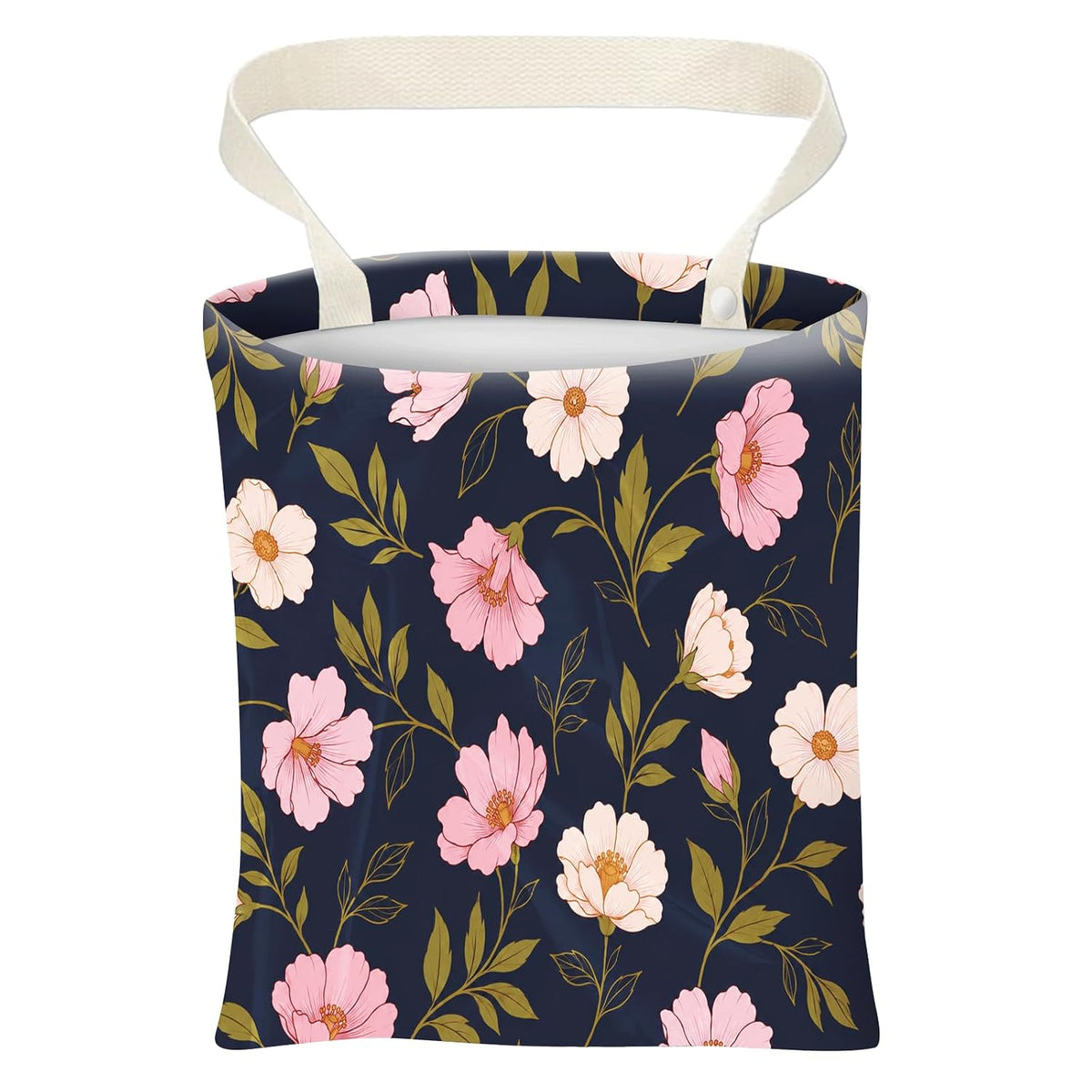 Car Trash Can, Cute Car Trash Bag, Hanging Car Organizer and Storage Bag, Trash Bin for Car Accessories, Vehicle, Travelling, Camping Cute Green Floral
