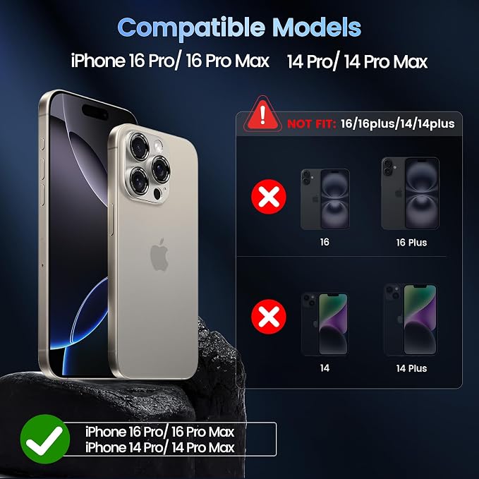 CACOE Camera Lens Protector for iPhone 14 Pro/14 Pro Max/16 Pro/16 Pro Max