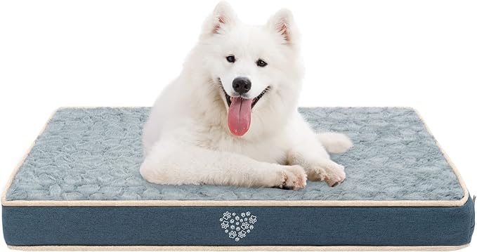 VANKEAN Waterproof Dog Pad Bed Mat Reversible (Warm&Cool), Removable Washable Cover & Waterproof Inner Lining, Pet Mattress for Cats and Dogs, Joint Relief Crate Bed, Navy