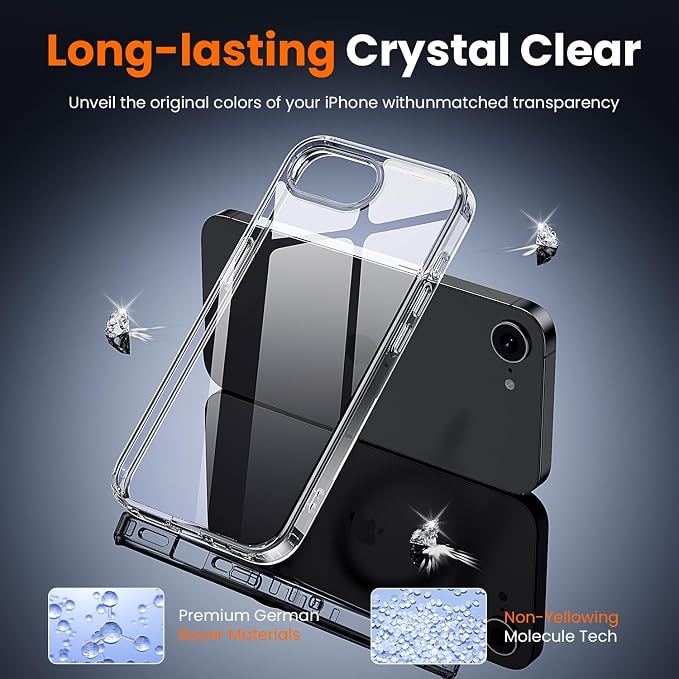 toushion 3 in 1 for iPhone 16E Case Clear/iPhone 17E Case Screen Protector *2