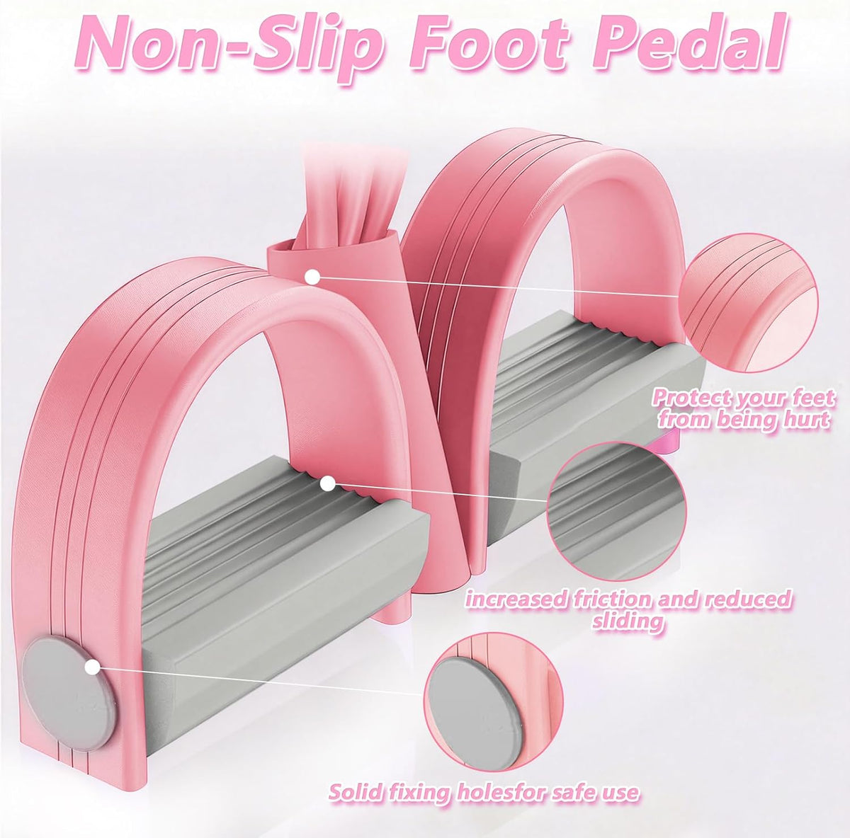 Pedal Resistance Band by 8-Tubes - Multifunctional Exercise Rope for Full Body Workout - Pink